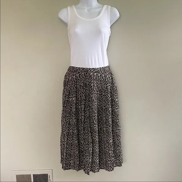 Avec Les Filles Pleated Midi Skirt in Speckled Black NWOT