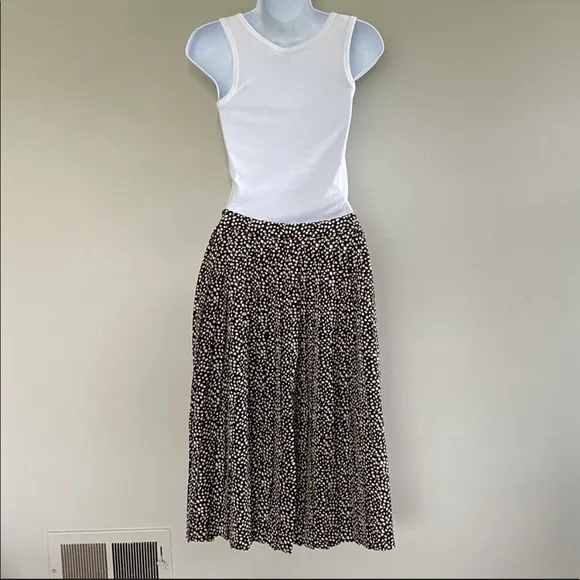 Avec Les Filles Pleated Midi Skirt in Speckled Black NWOT