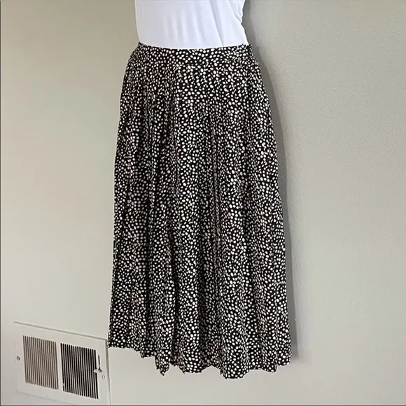 Avec Les Filles Pleated Midi Skirt in Speckled Black NWOT