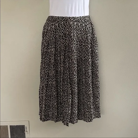 Avec Les Filles Pleated Midi Skirt in Speckled Black NWOT