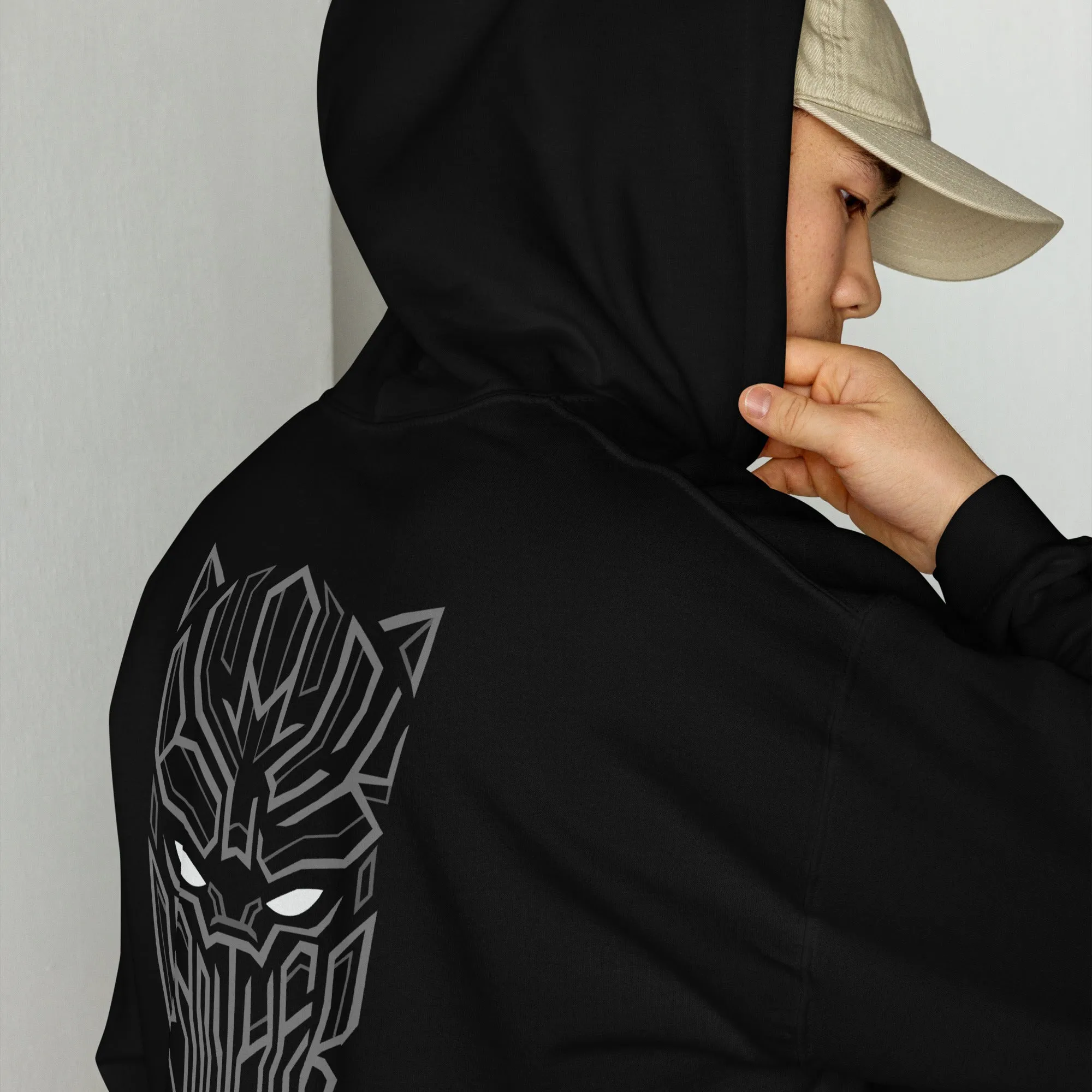 Back Printed Men's Hoodie BLACK PANTHER