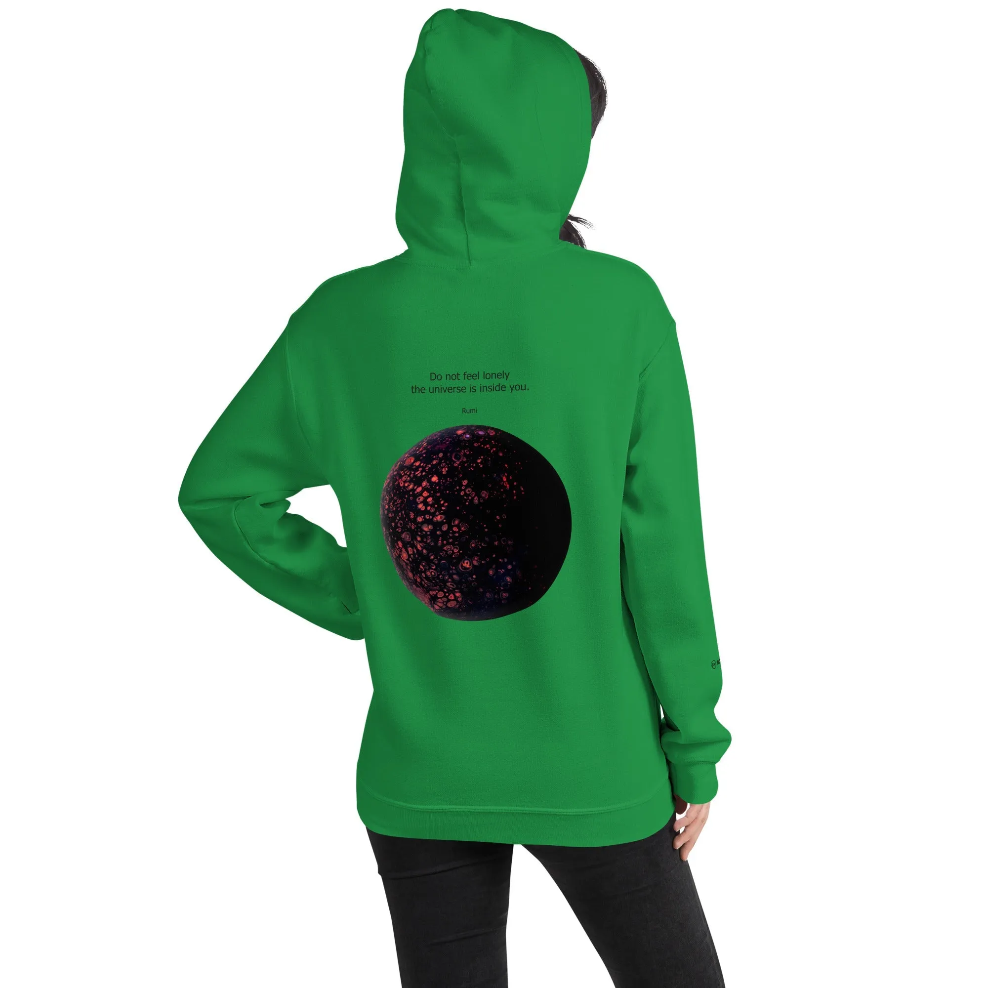 Back Printed Unisex Style Fleece Hoodie FEEL LONELY