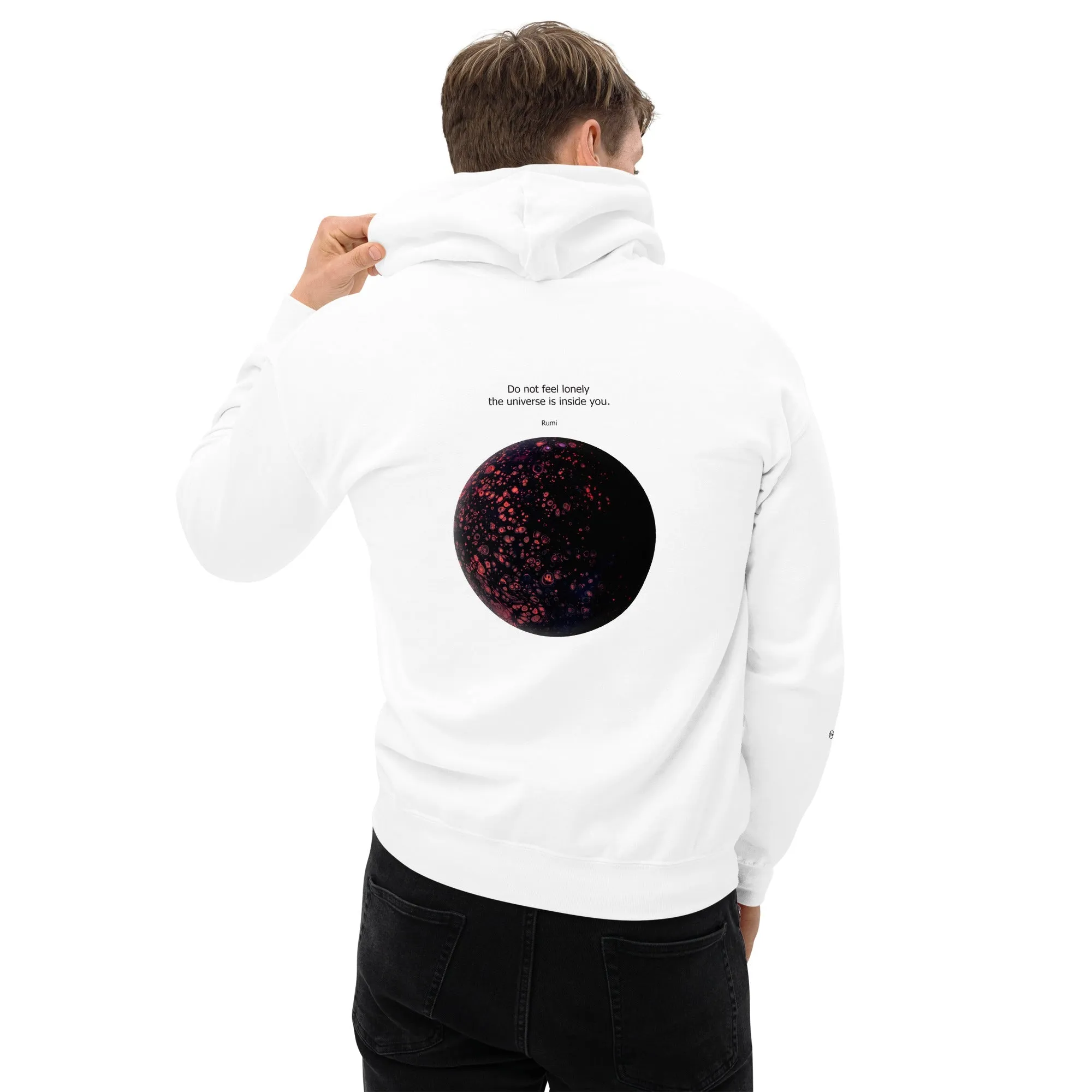 Back Printed Unisex Style Fleece Hoodie FEEL LONELY