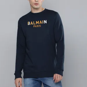 Balmain Navy Printed  Sweatshirt