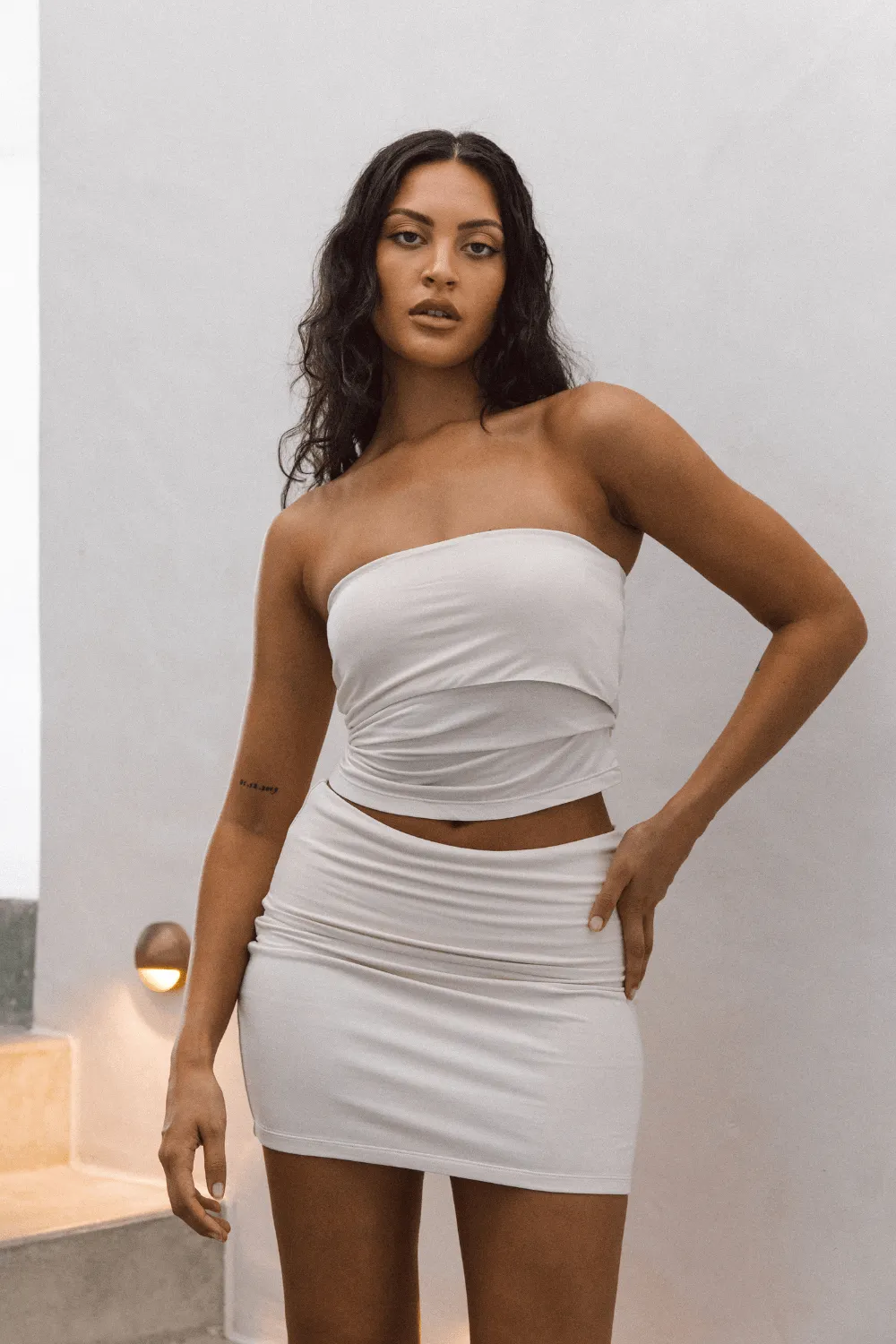 Bamboo Delos Mini Skirt - Off White