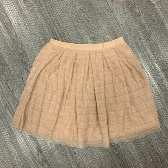 BCBGMaxazria Alegra Tulle Skirt Women Size XXS Bare Pink Pleated Lined Ballerina