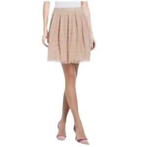 BCBGMaxazria Alegra Tulle Skirt Women Size XXS Bare Pink Pleated Lined Ballerina