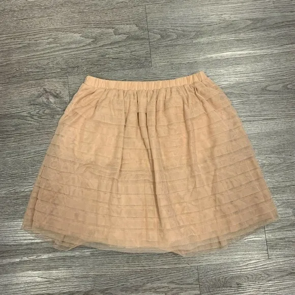 BCBGMaxazria Alegra Tulle Skirt Women Size XXS Bare Pink Pleated Lined Ballerina