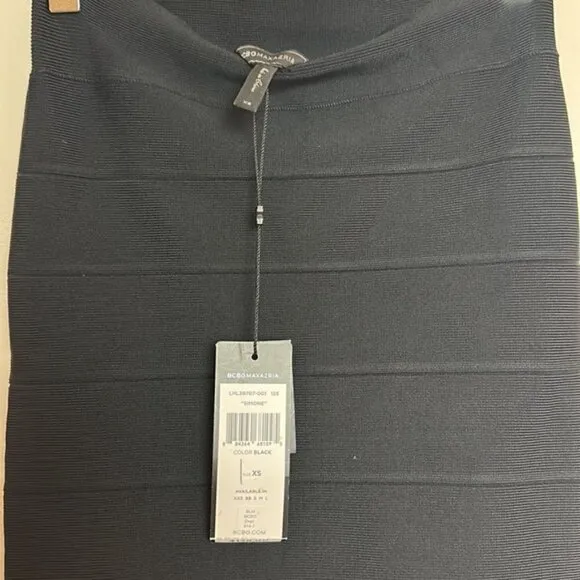 BCBGMaxAzria Simone Textured Black Bandage Mini Power Skirt