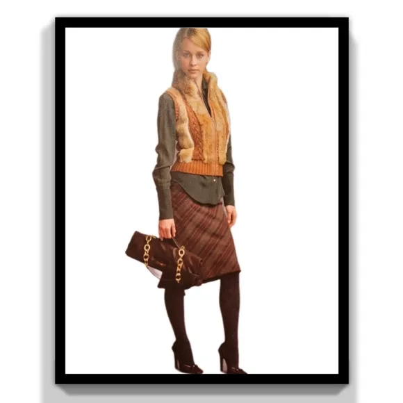 BCBGMaxAzria Wool Plaid Pencil Skirt with Pleated Back