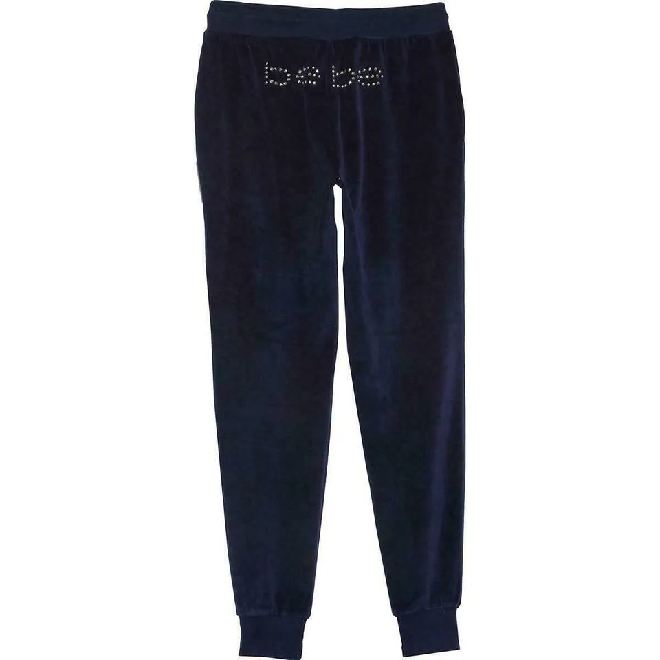 Bebe Sport Velour Womens Yoga Fitness Jogger Pants navy