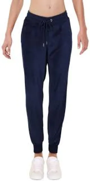 Bebe Sport Velour Womens Yoga Fitness Jogger Pants navy