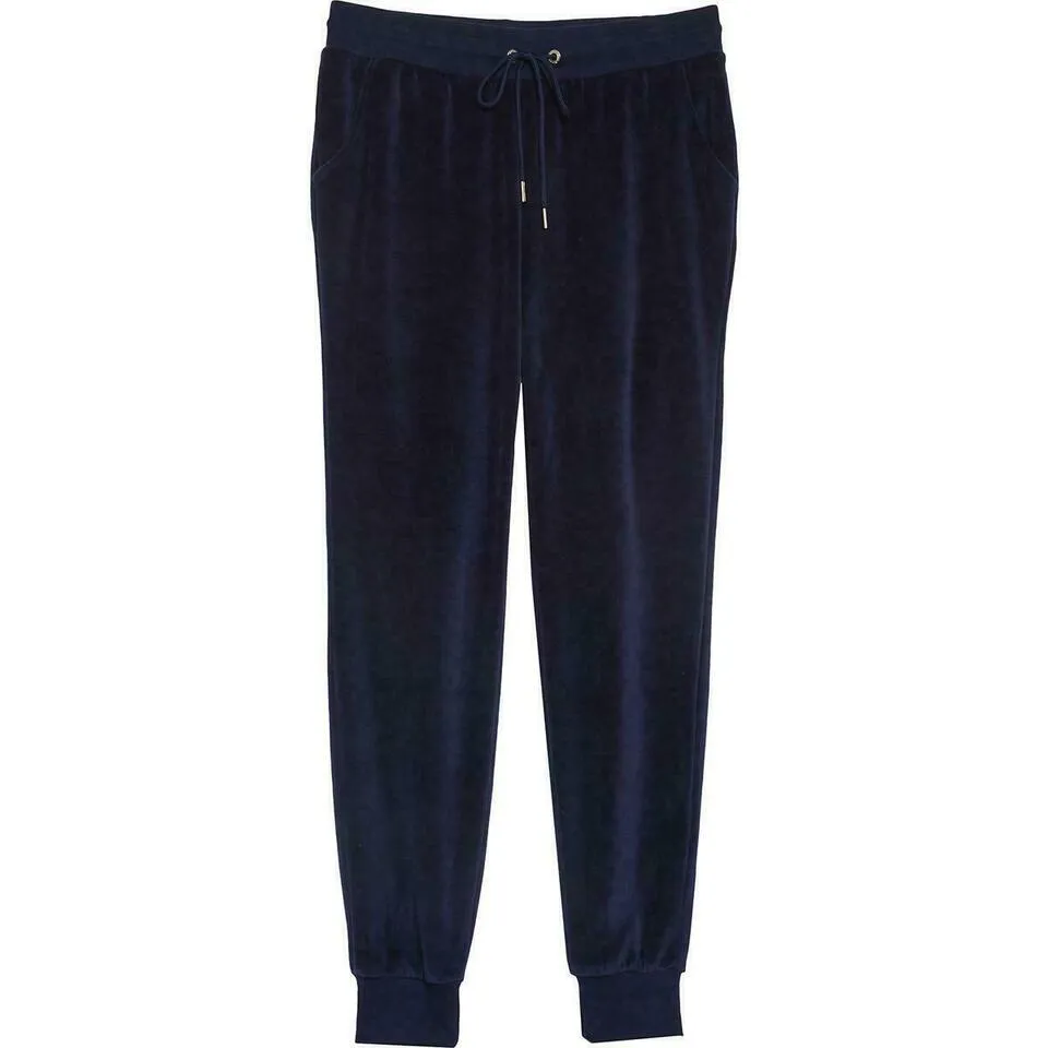 Bebe Sport Velour Womens Yoga Fitness Jogger Pants navy