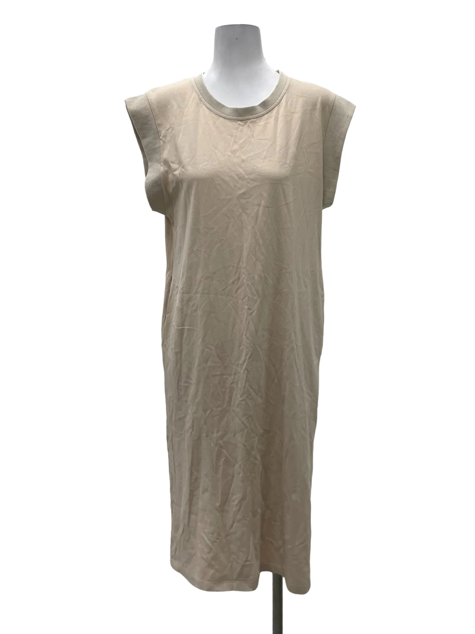Beige Round Neck T-Shirt Dress