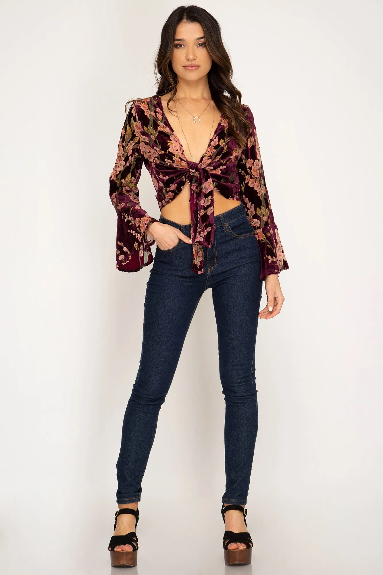 Bell Sleeve Crop Top