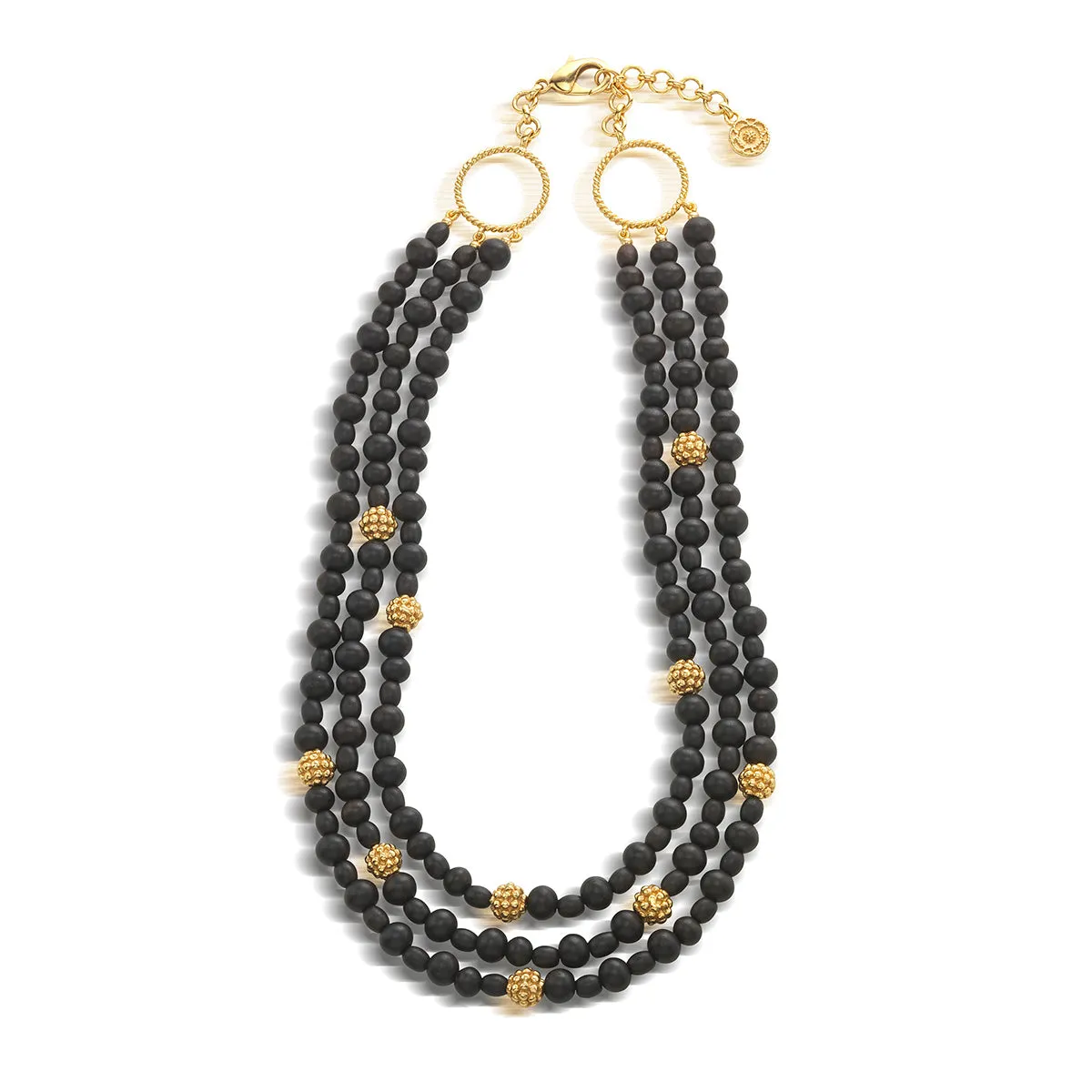 Berry 3-Strand Necklace, 18" 2" - Ebony