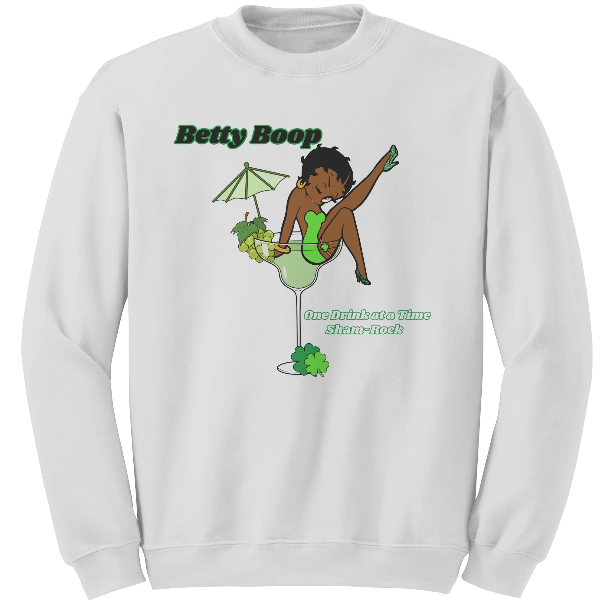 Betty Boop Crewneck Sweatshirt, St Patricks Sweatshirt, Shamrock Sweatshirt, One Drink Shirt, Clover Shirt, St Patricks Day Gift For Her