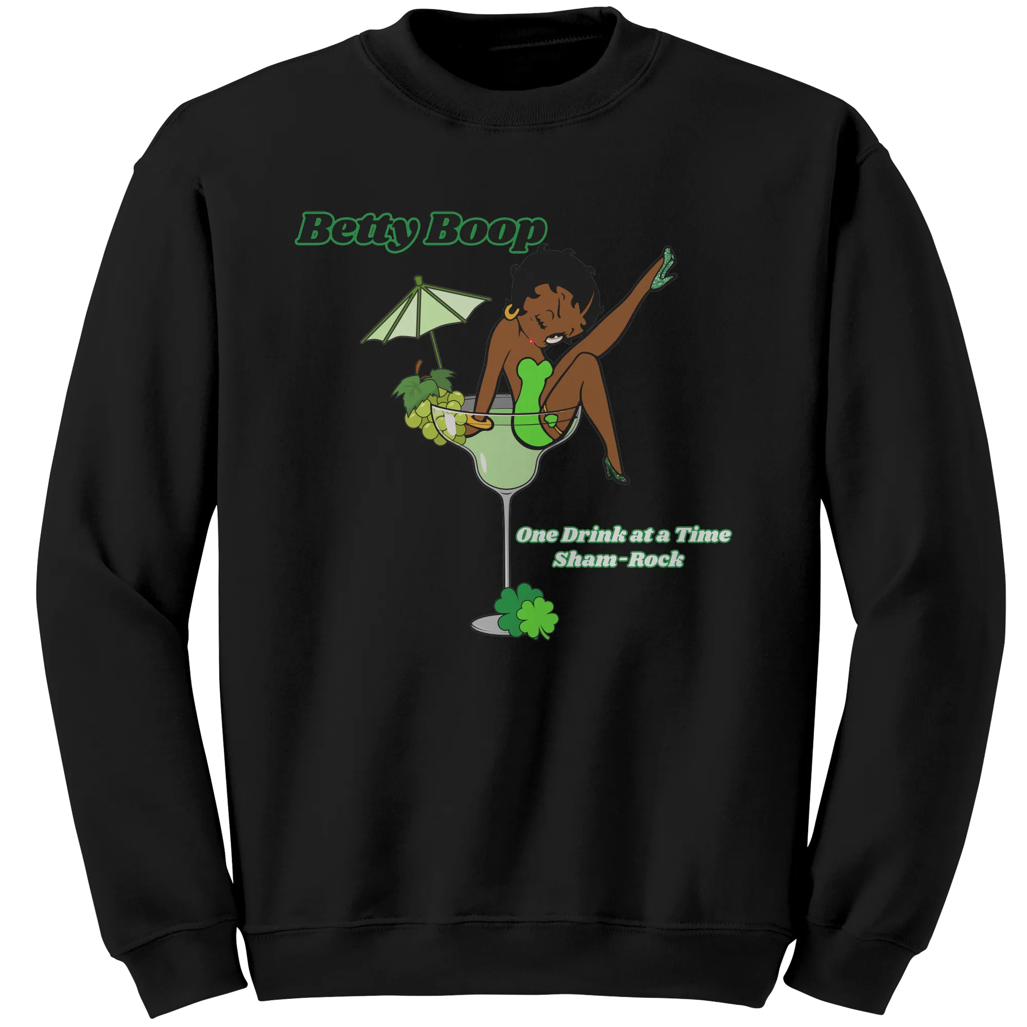 Betty Boop Crewneck Sweatshirt, St Patricks Sweatshirt, Shamrock Sweatshirt, One Drink Shirt, Clover Shirt, St Patricks Day Gift For Her