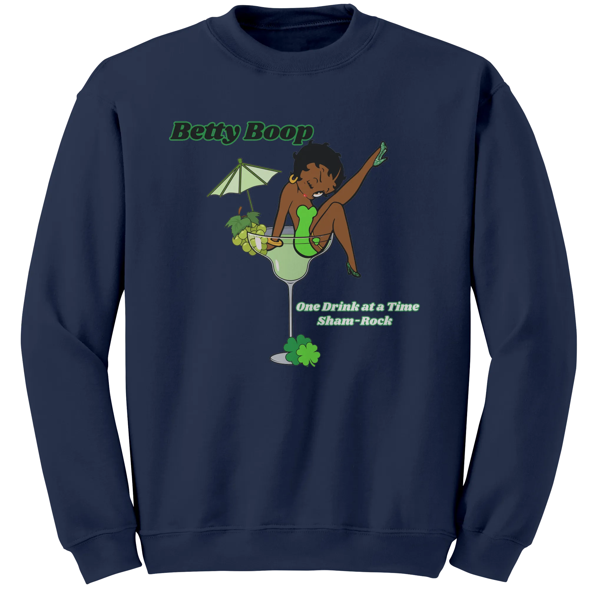 Betty Boop Crewneck Sweatshirt, St Patricks Sweatshirt, Shamrock Sweatshirt, One Drink Shirt, Clover Shirt, St Patricks Day Gift For Her