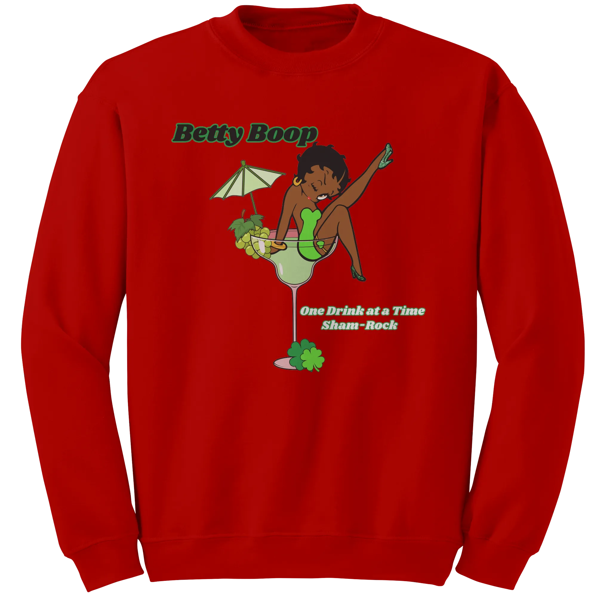 Betty Boop Crewneck Sweatshirt, St Patricks Sweatshirt, Shamrock Sweatshirt, One Drink Shirt, Clover Shirt, St Patricks Day Gift For Her