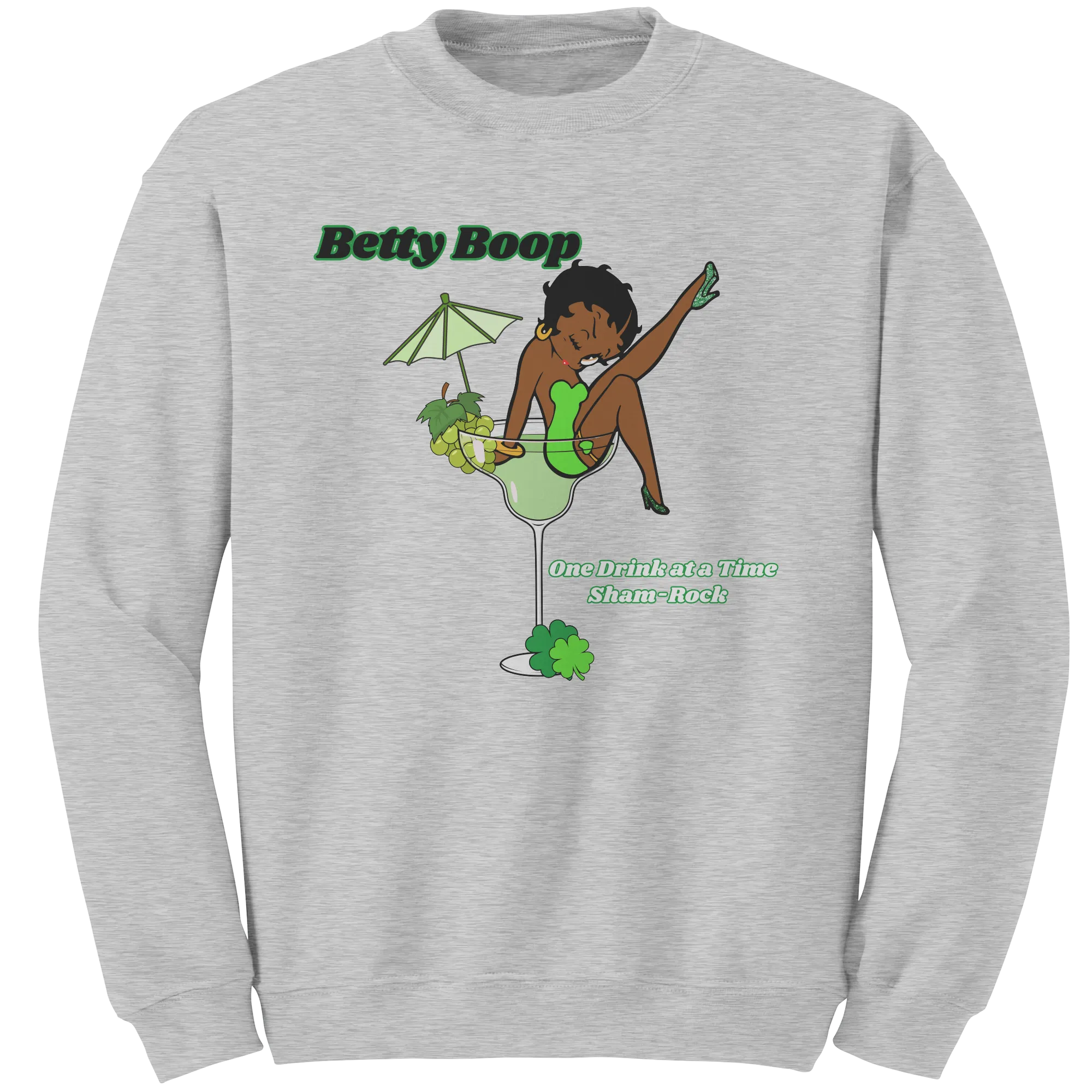 Betty Boop Crewneck Sweatshirt, St Patricks Sweatshirt, Shamrock Sweatshirt, One Drink Shirt, Clover Shirt, St Patricks Day Gift For Her