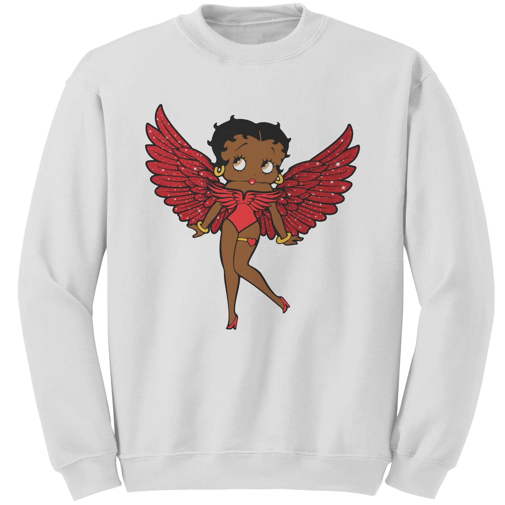Betty Boop Sweatshirt, Christmas Sweatshirt, Betty Boop Womens Sweatshirt, Betty Boop with Angel Wings Sweatshirt, Christmas Gift For Her