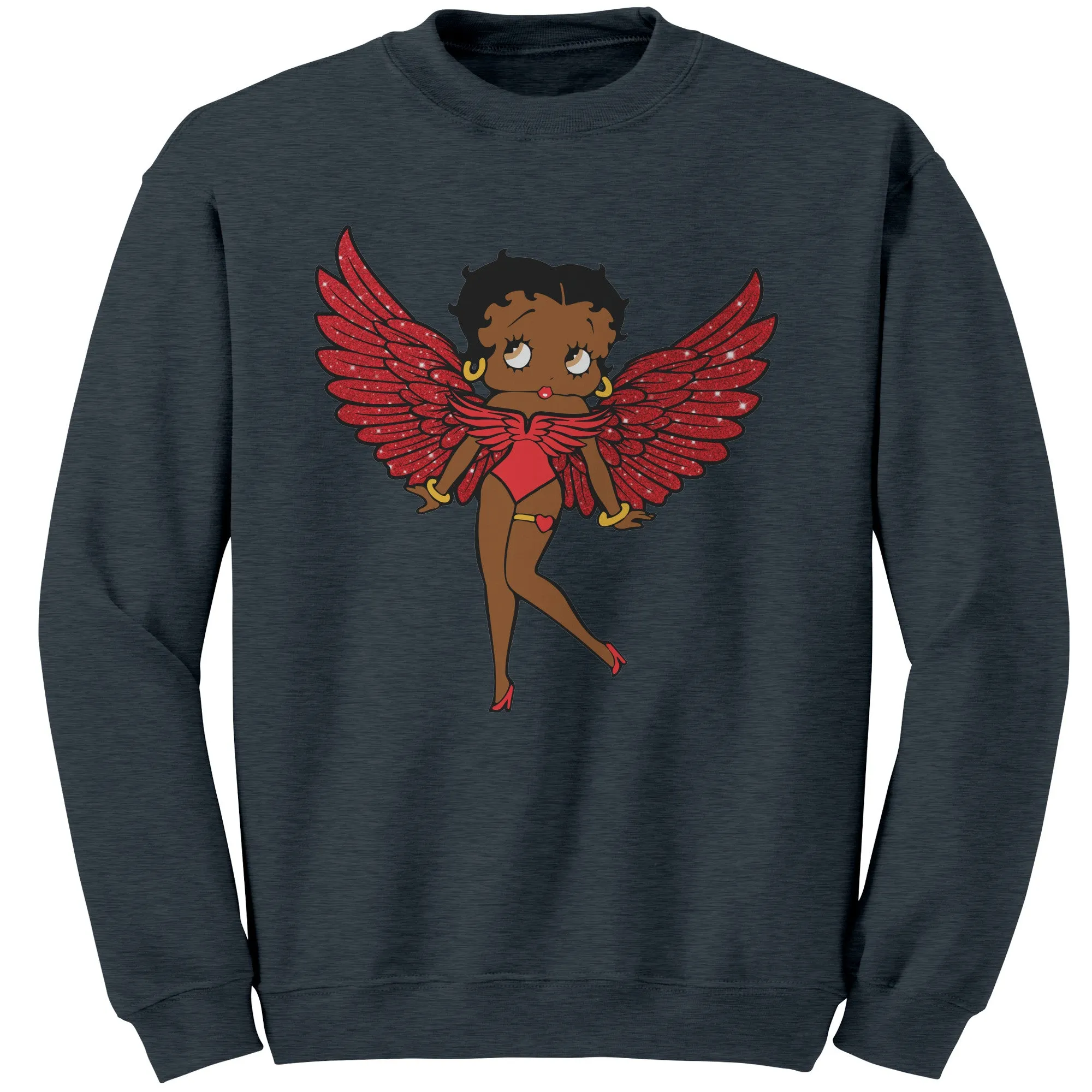 Betty Boop Sweatshirt, Christmas Sweatshirt, Betty Boop Womens Sweatshirt, Betty Boop with Angel Wings Sweatshirt, Christmas Gift For Her