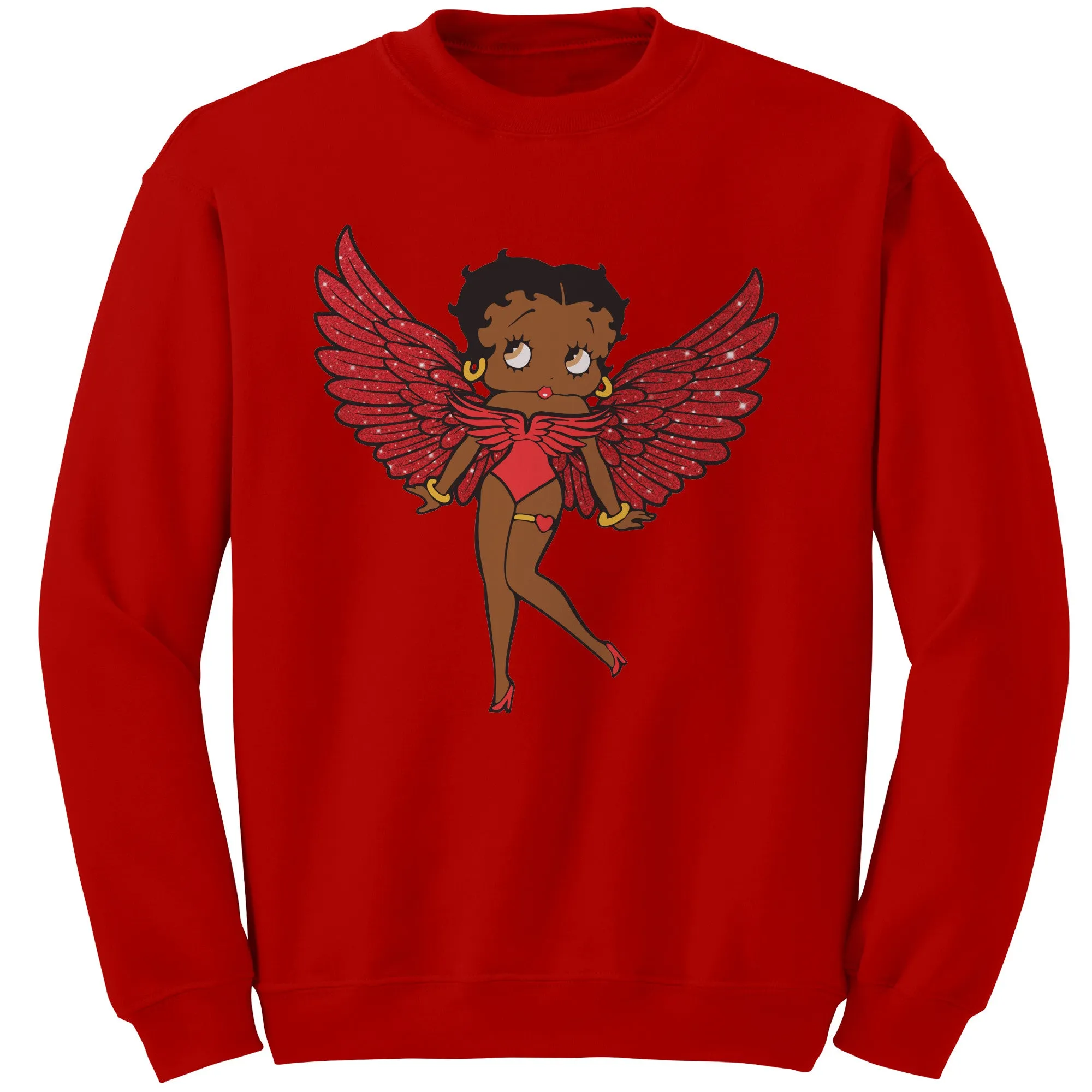 Betty Boop Sweatshirt, Christmas Sweatshirt, Betty Boop Womens Sweatshirt, Betty Boop with Angel Wings Sweatshirt, Christmas Gift For Her