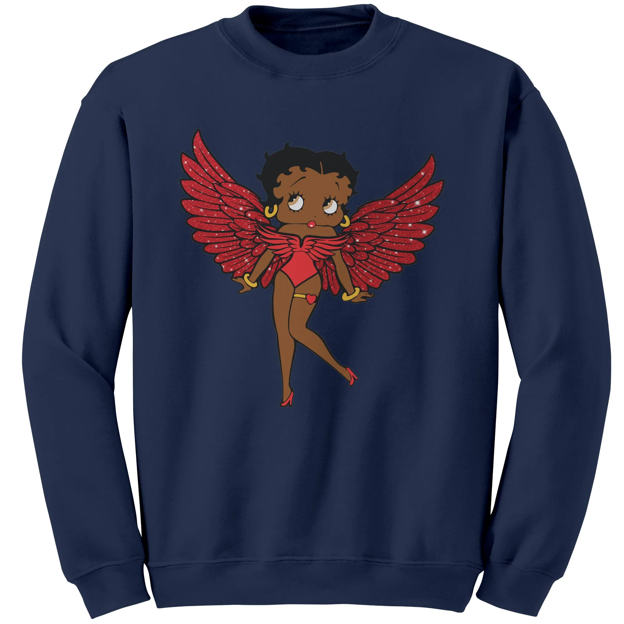 Betty Boop Sweatshirt, Christmas Sweatshirt, Betty Boop Womens Sweatshirt, Betty Boop with Angel Wings Sweatshirt, Christmas Gift For Her