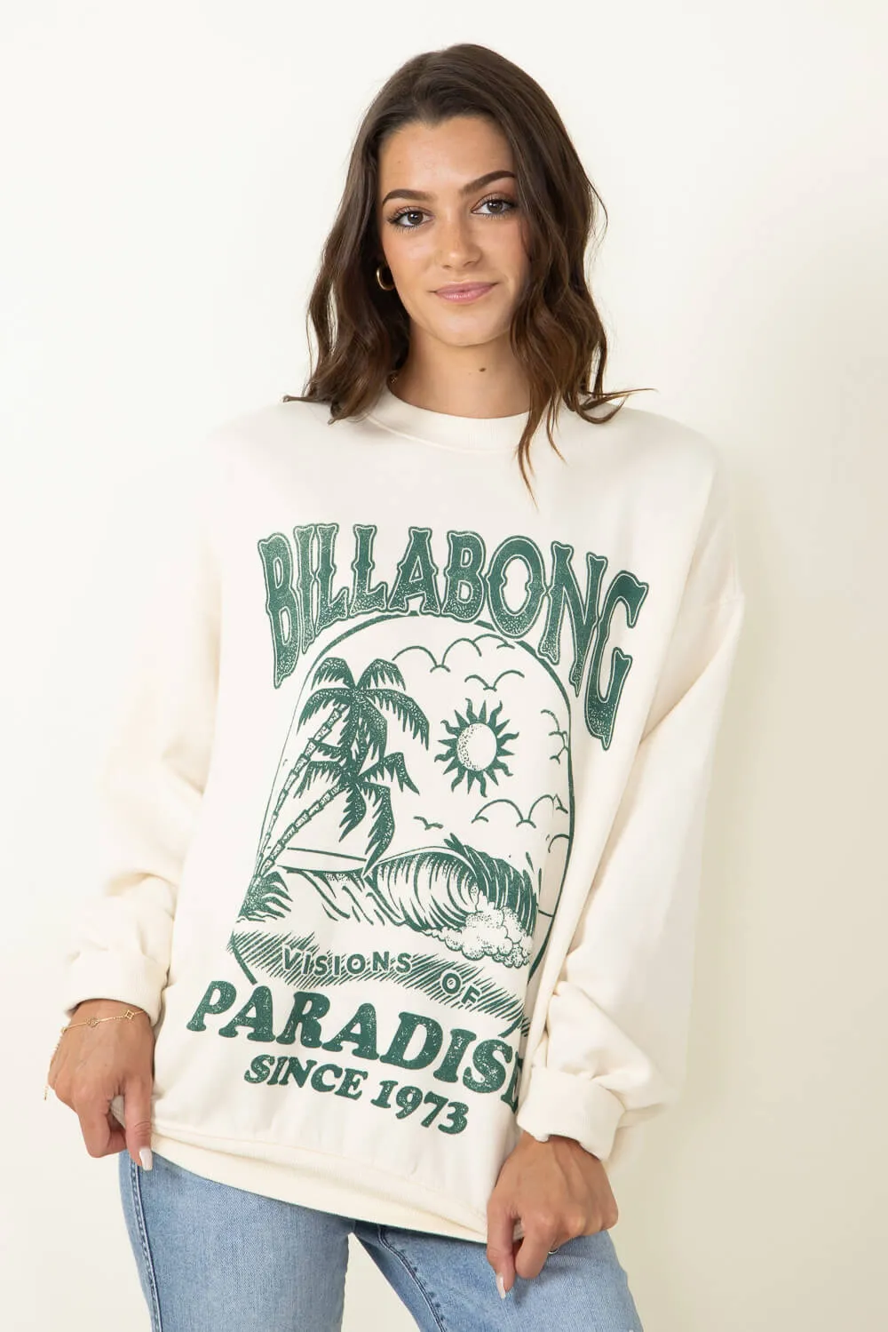 Billabong Ride In Fleece Sweatshirt for Women in White Cap | 24B463406-WCP