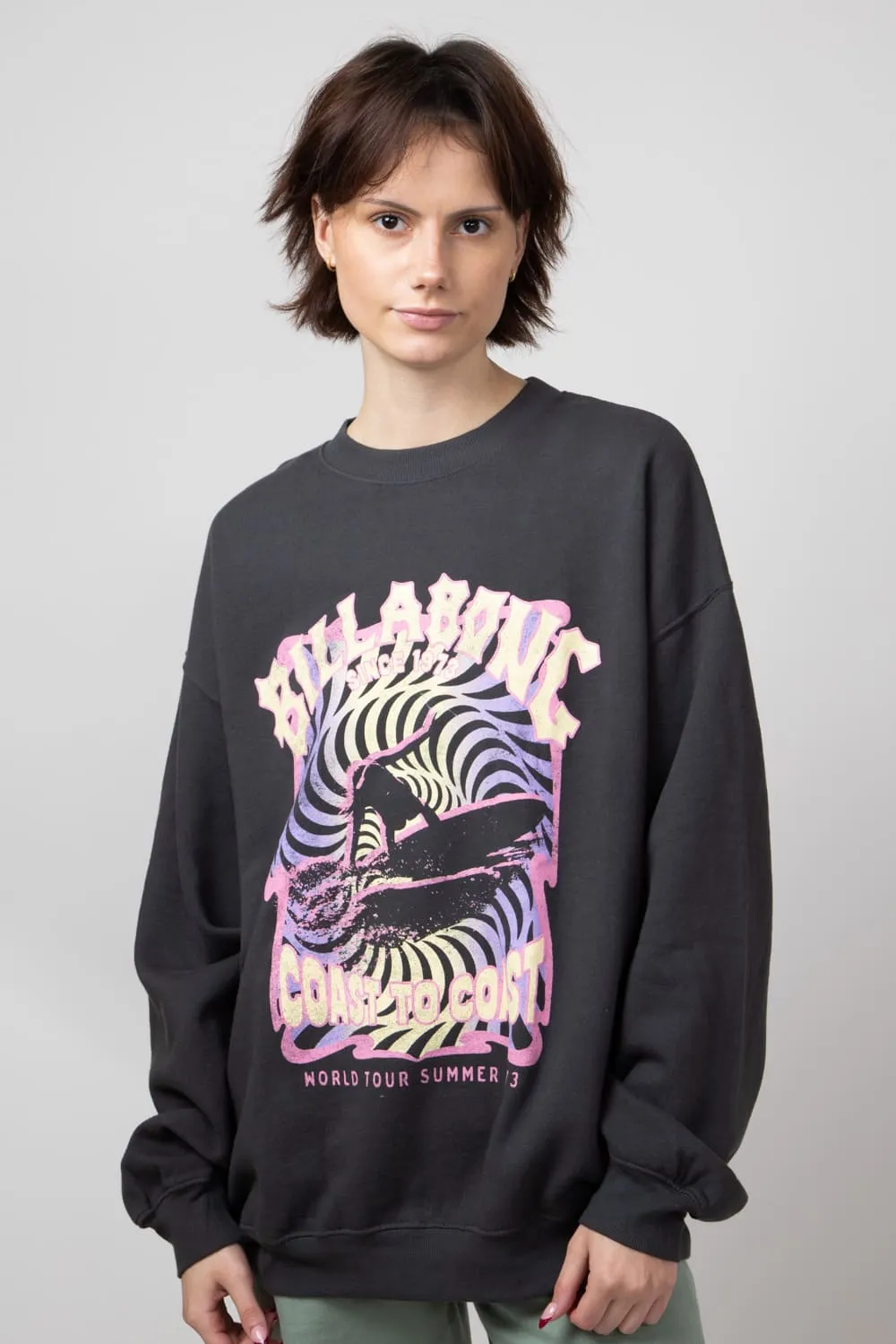 Billabong Ride In Oversized Fleece Sweatshirt for Women in Black | ABJFT00281-KYD0