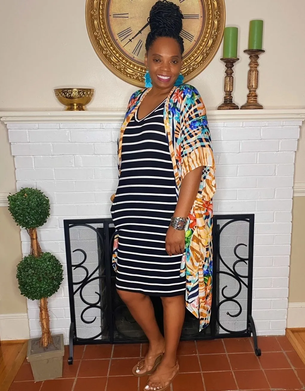Black & White Stripe T-Shirt Dress Curvy