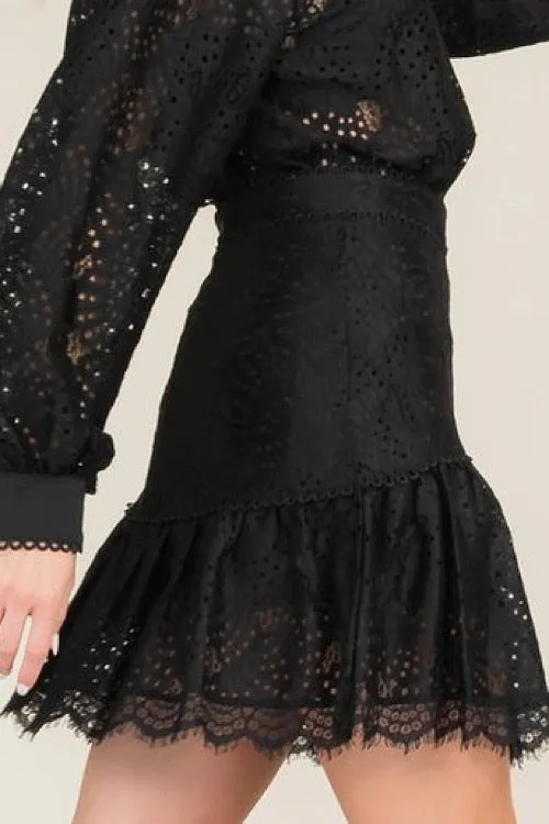 Black Eyelet Skirt