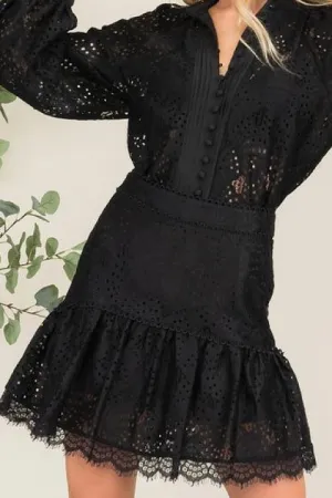 Black Eyelet Skirt