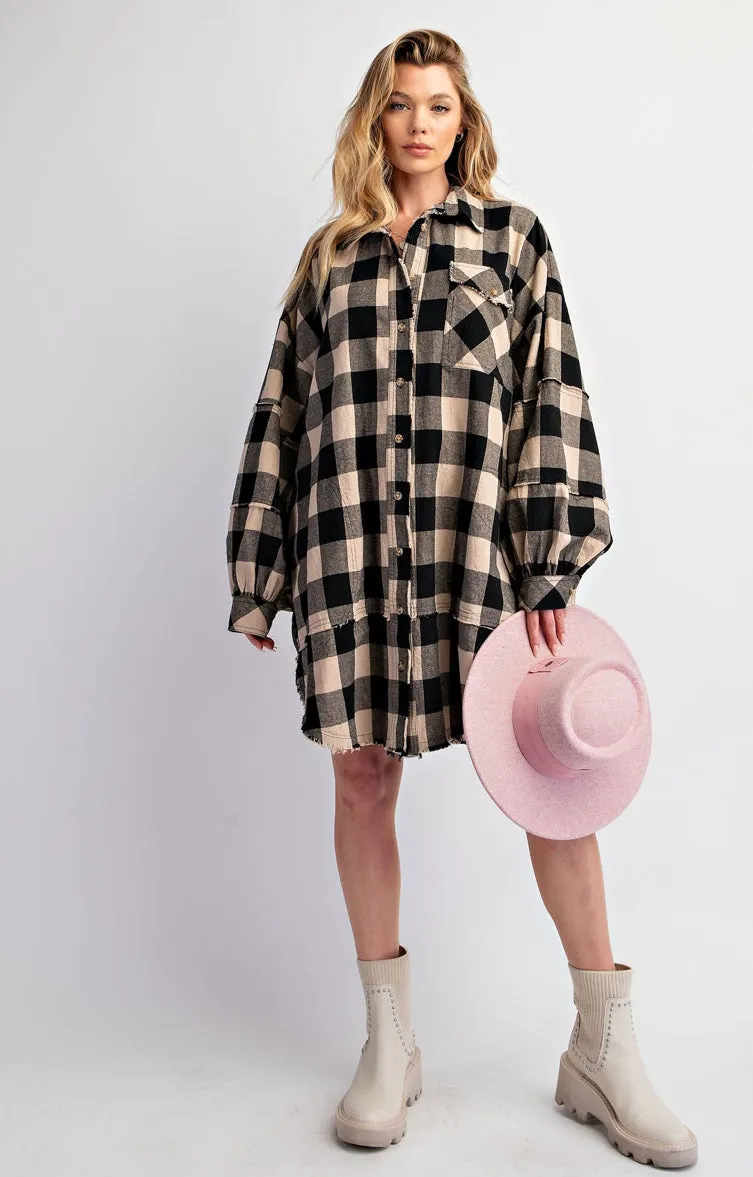 Black Plaid Tunic Dress