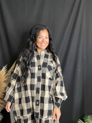 Black Plaid Tunic Dress