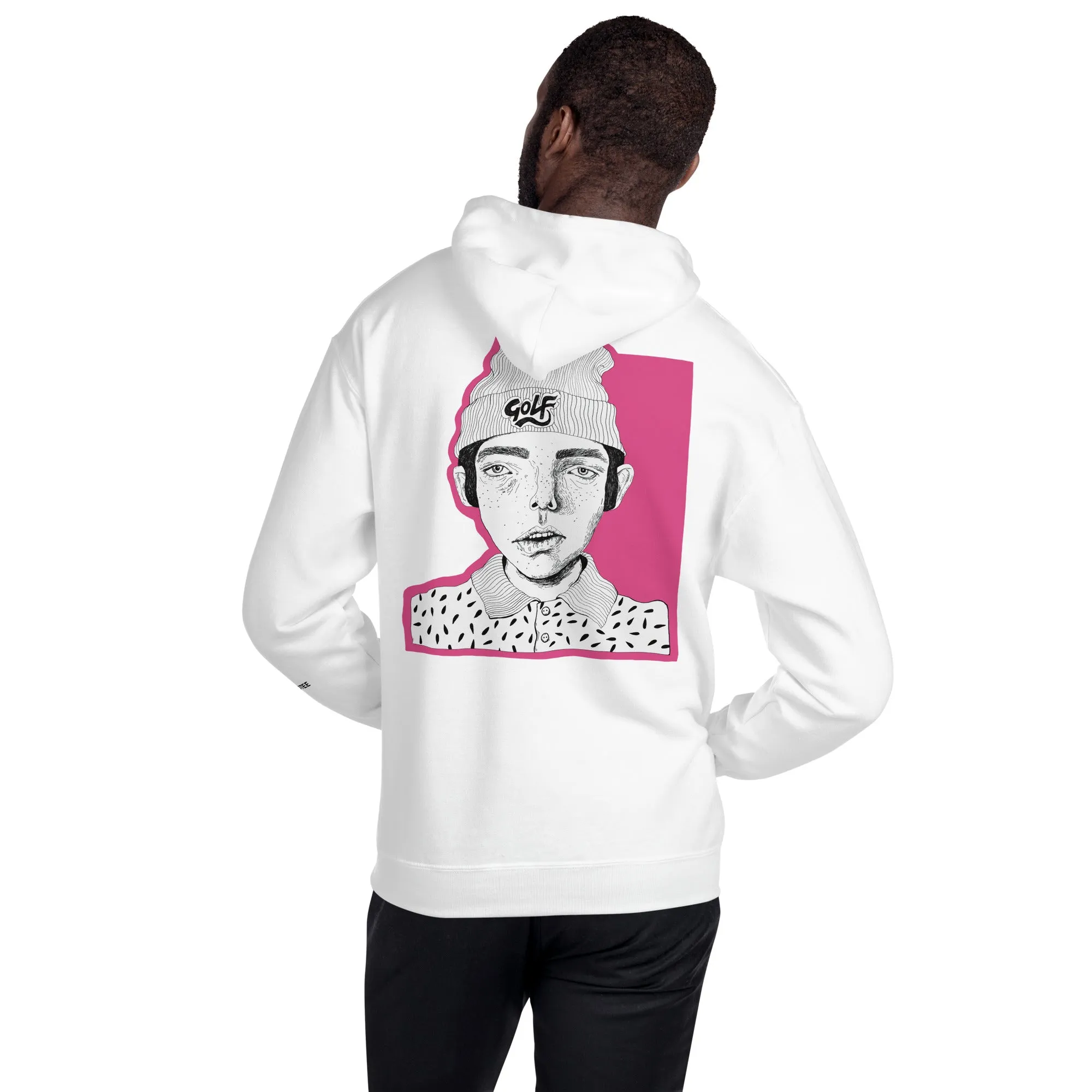 Black Printed Men's Style Fleece Hoodie GOLF