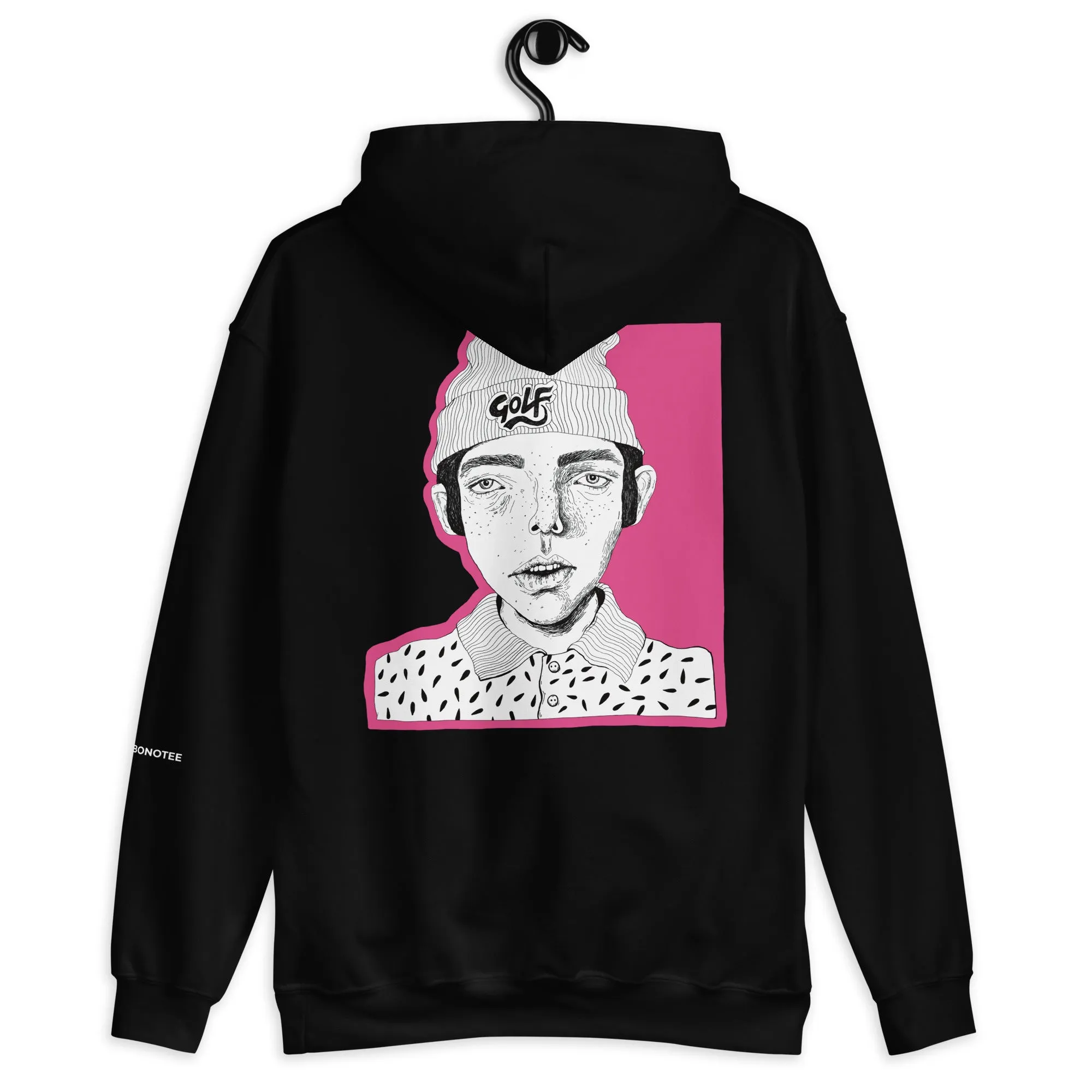 Black Printed Men's Style Fleece Hoodie GOLF