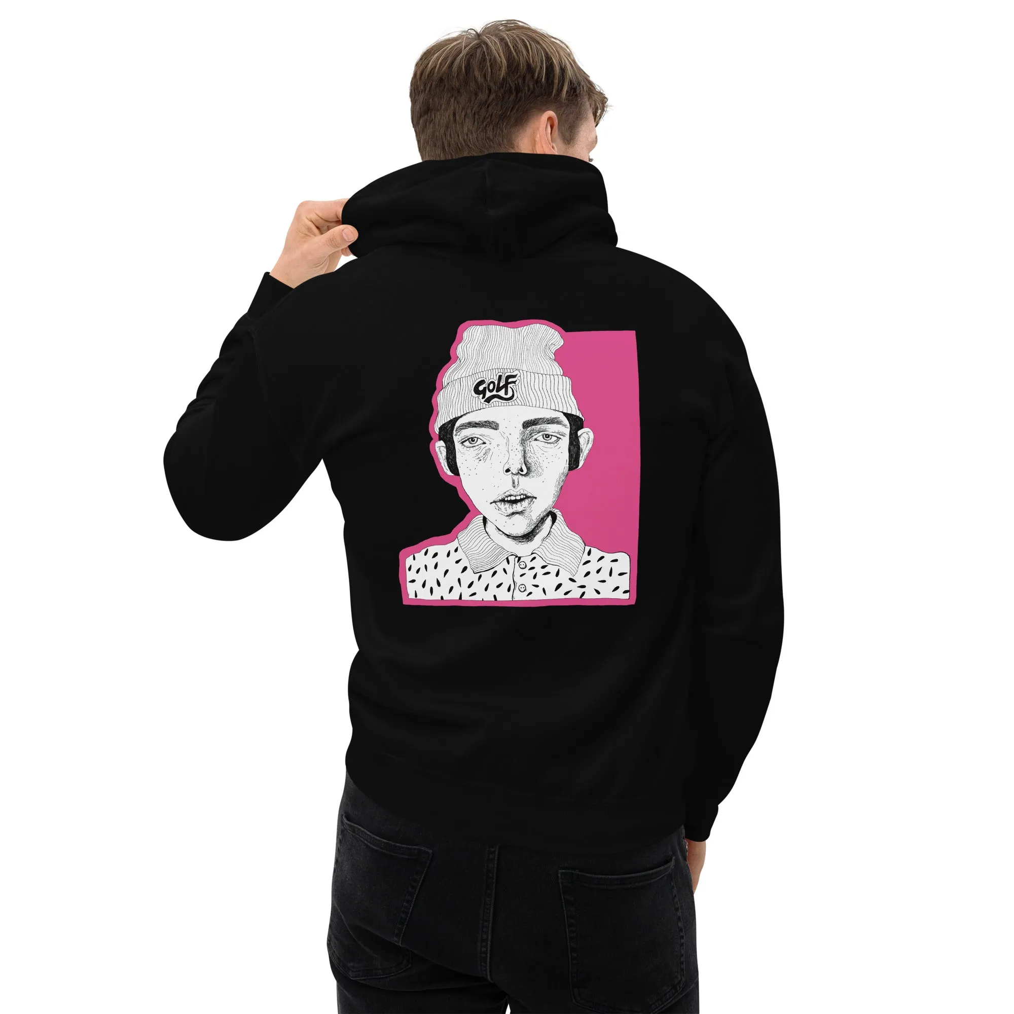Black Printed Men's Style Fleece Hoodie GOLF