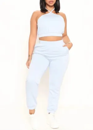 Blashe Halter Tank & Jogger Pants Set (Light Blue) 2C-SET03344