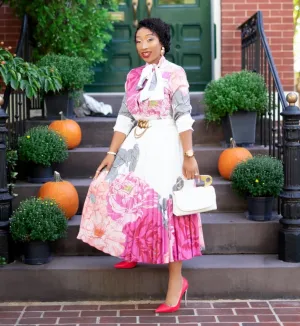 Blossom Beauty- 2pcs Blouse and LONG Pleated Skirt (NEW)