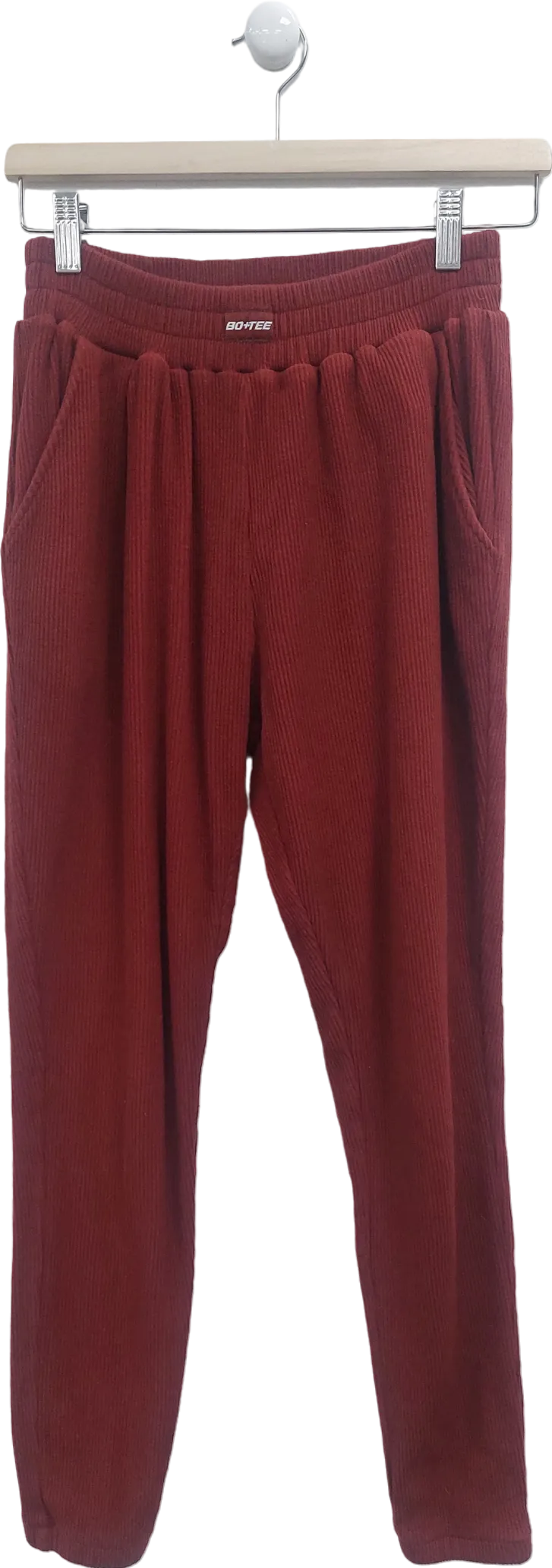 Bo   Tee Red Ribbed Cuffed Jogger UK XS
