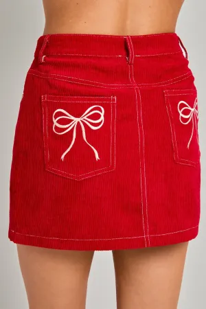 Bow skirt in red