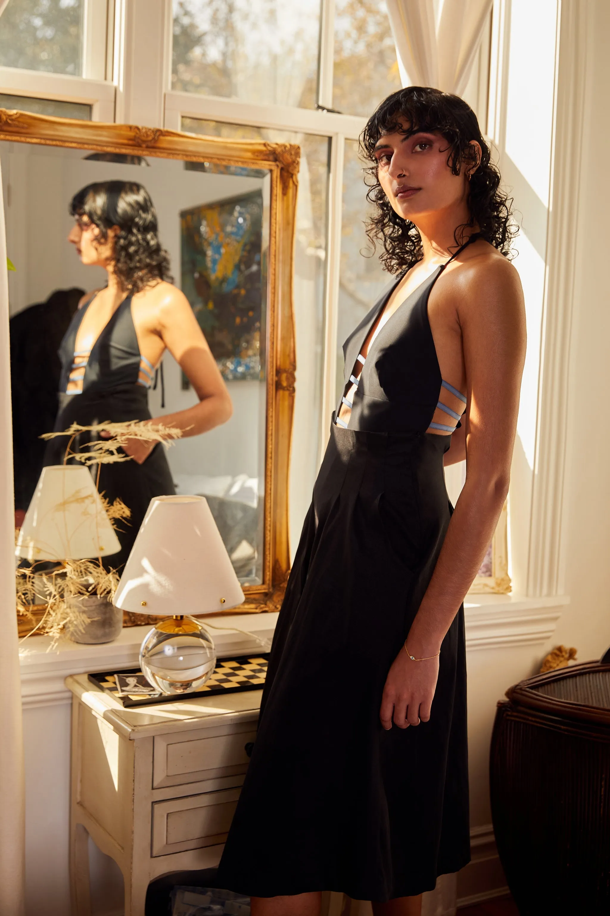 Box Pleated Taffeta Skirt - Black