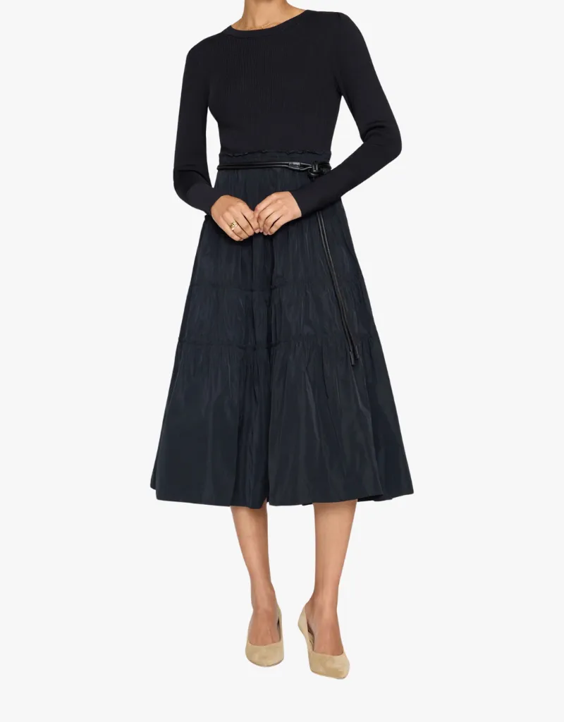 Brochu Walker Ava Tiered Dress in Black Onyx Combo