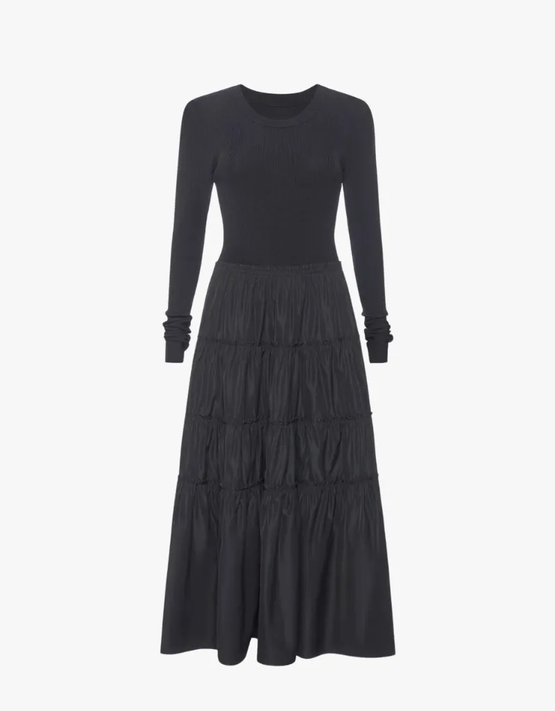 Brochu Walker Ava Tiered Dress in Black Onyx Combo