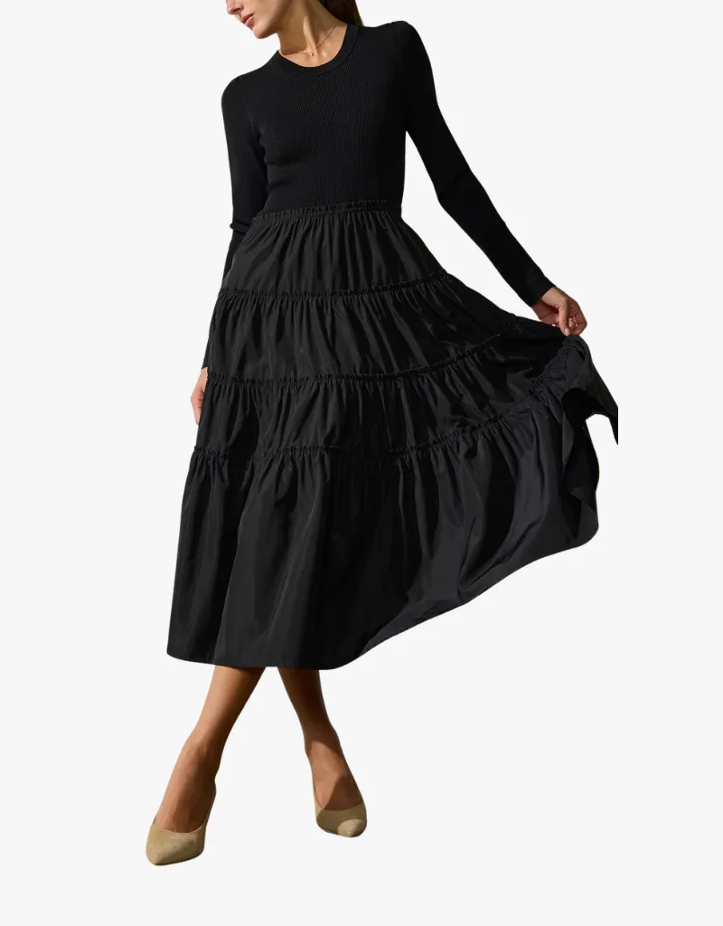 Brochu Walker Ava Tiered Dress in Black Onyx Combo