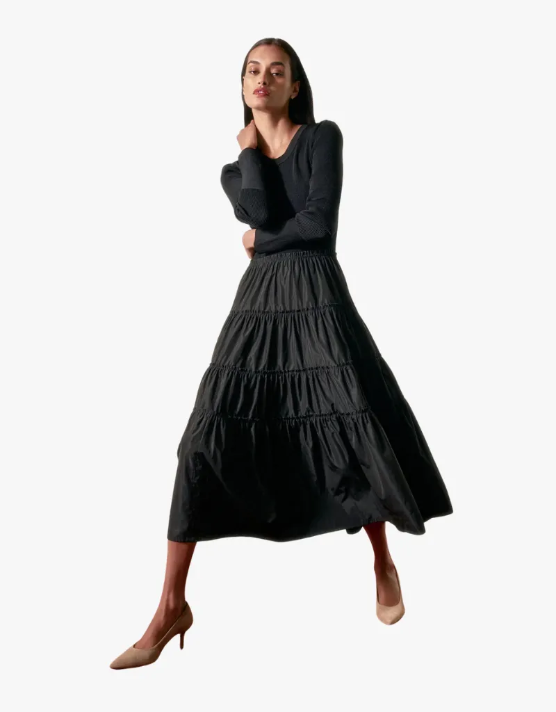 Brochu Walker Ava Tiered Dress in Black Onyx Combo
