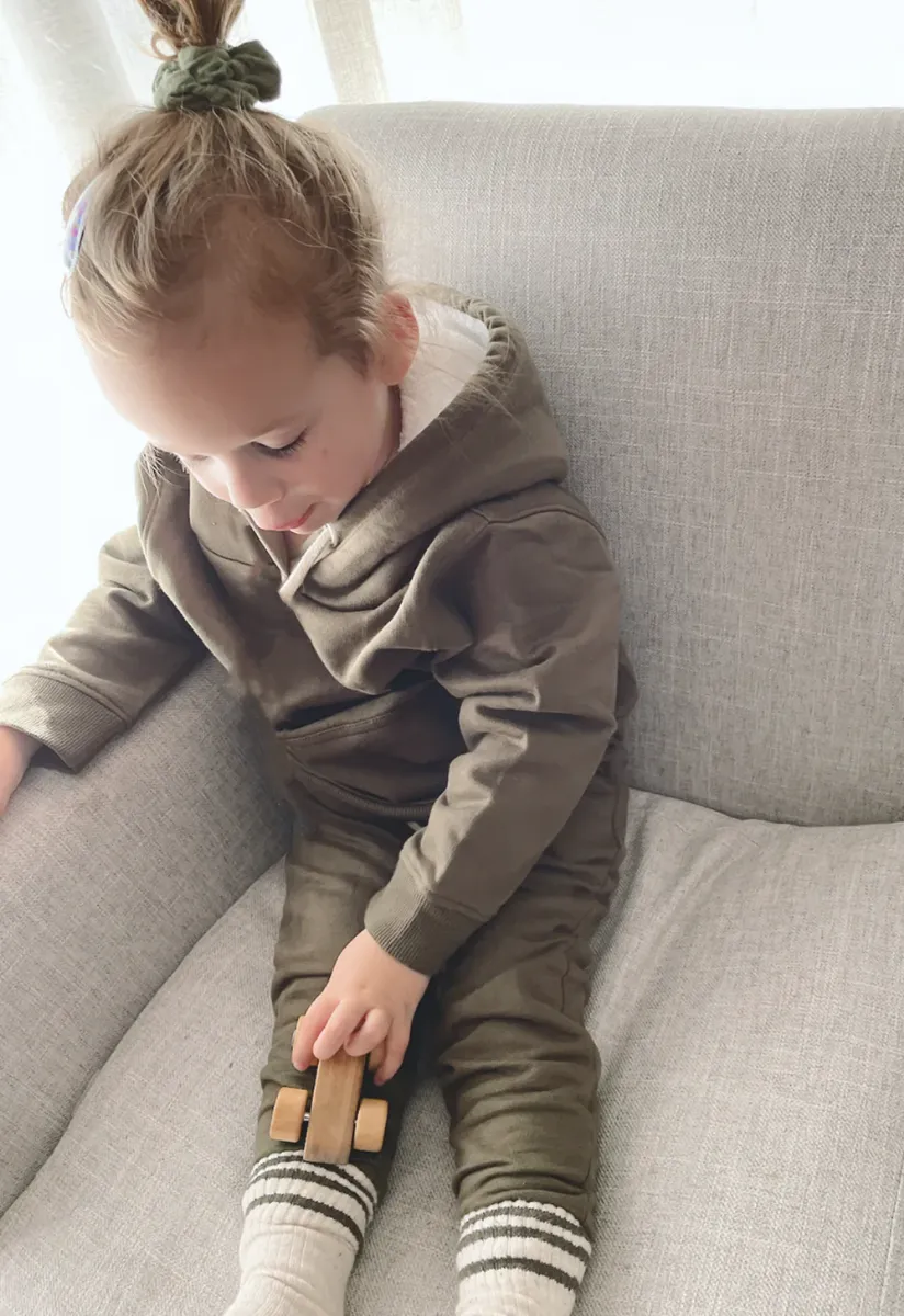 Brushed Olive Hooded Sweatshirt