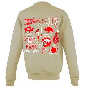 Buffalo Football Art Collage Adult Unisex CREWNECK